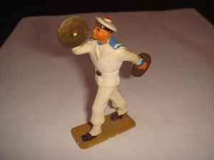 FIGURINE STARLUX MARIN BLANC MUSIQUE CYMBALES SOCLE MARRON - Picture 1 of 1