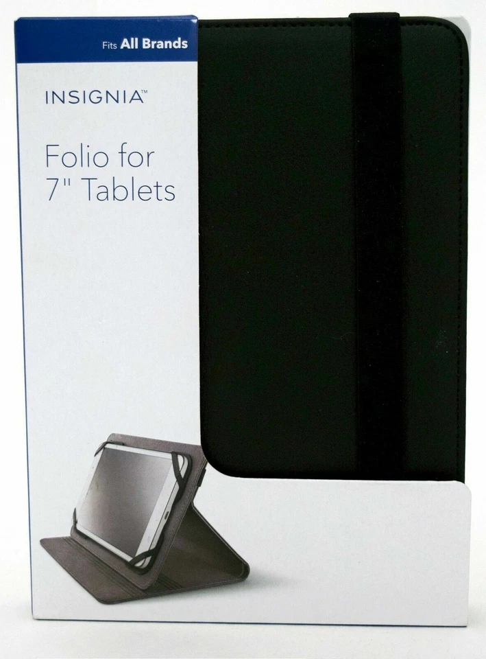 NEW Insignia Universal Folio for 7" Tablet BLACK Case Cover Fire/Galaxy Tab E - Image 1 of 4