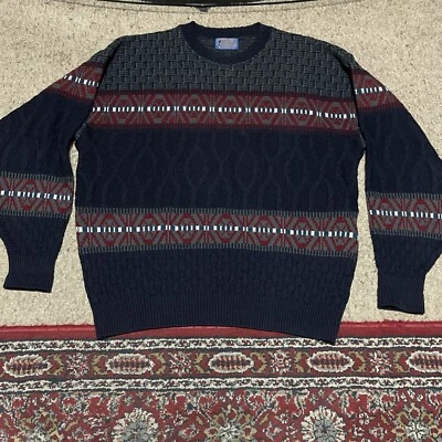 Vintage Pendleton Fair Isle Sweater Men XLarge Blue  Wool Chunky Cable Knit USA - Image 1 of 4