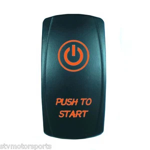 ORANGE DUAL LED BACKLIT ROCKER SWITCH LASER ETCHED MOMENTARY PUSH TO START TRUCK - Bild 1 von 7