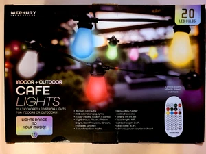 MERCURY CAFE 20 LED BULBS 8 COLOR MODES CHANGING BY REMOTE CONTROL LIGHTS - NEW - Picture 1 of 6
