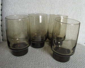 VTG Set of 4 Libbey Tawny Highball Tumblers Beverage Glasses Smokey Brown MCM - Picture 1 of 8