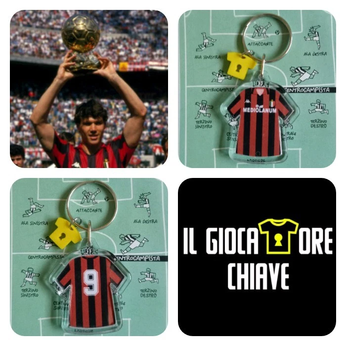IL GIOCATORE CHIAVE.Portachiavi,maglia Van Basten Milan 1989/90 Pallone d'oro. - Immagine 1 di 1