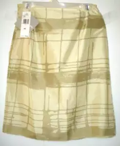 Jones New York 100 % Seide Damen gefütterter Rock gold-beige, Größe 10, neu mit Etikett UVP 119 $ - Bild 1 von 8