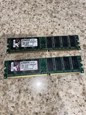 Set of 2 Kingston 512MB 184-pin DIMM DDR PC-3200 Memory Module KVR400X64C3A/512 - Image 1 of 2