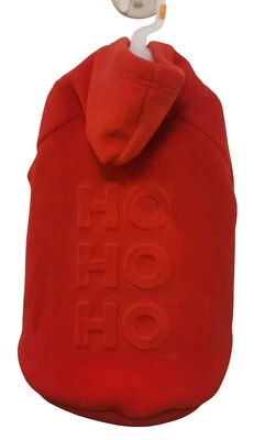 Fabdog MEDIUM Red Fleece Hoodie Dog Christmas Ho Ho Ho - Image 1 of 4