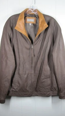 Daniel Cremieux Jacket Men's XL Brown Leather Full Zip High Neck Lined Pockets - Image 1 of 4