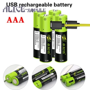 Batteria ricaricabile 2/4/8x AAA 600mAh Li-Po 5V ricarica USB ZNTER litio - Foto 1 di 6