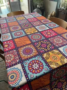 Beautiful Fun Bright Multi-colored Boho Hippie Rectangular Table Cloth 60x120 - Picture 1 of 6
