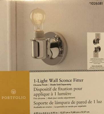 1 One Light Small Wall Sconce Fitter Lighting Fixture Polished Chrome Finish - Image 1 of 2