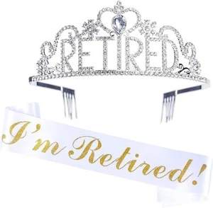 Retirement Sash & Tiara Kit Happy Retirement Party Decorations New - Picture 1 of 5