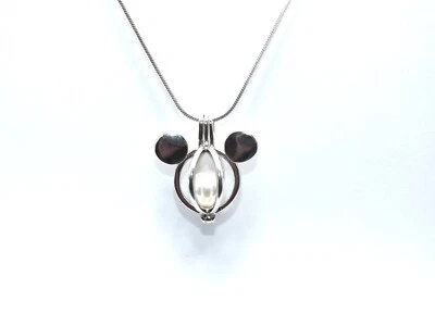 Mickey Mouse Inspired Pearl Cage Jewelry - Sterling Silver Birthstone Necklace - Image 1 of 4
