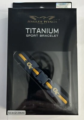 Auténticas chaquetas amarillas Georgia Tech 8 1/2 titanio pulsera deportiva alas de águila Foto 1 de 2