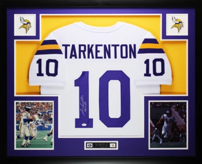 Fran Tarkenton Autographed and Framed White Vikings Jersey Auto JSA COA - Image 1 of 4