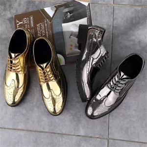 Men's Brogue Shoes Casual Dress Shoes Oxford Shoes Business Wingtip Shoes - Picture 1 of 8