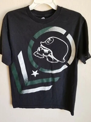 Camiseta Masculina Metal Mulisha Logotipo Médio Grande Preto/Verde/Branco Algodão--EUC! - Imagem 1 de 3