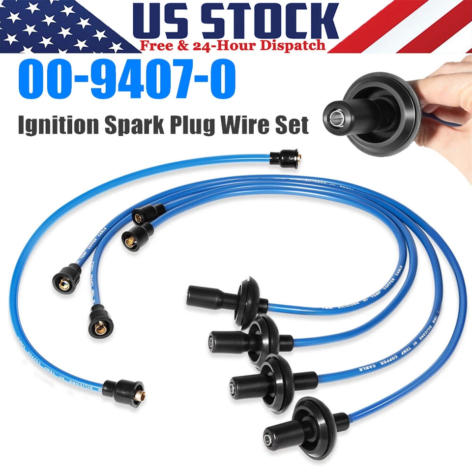 Juego de cables de bujía de encendido azul de 7 mm 00-9407-0 para VW Bug, Beetle, Karmann Ghia Foto 1 de 4