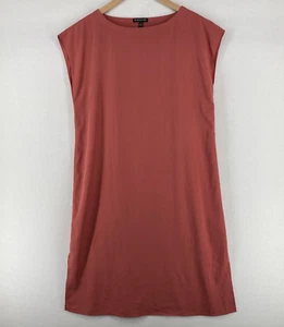 EILEEN FISHER Dress PS Tencel Recycled Polyester Shift Boat Neck Sleeveless Red - Picture 1 of 12