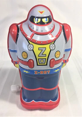 2010 SCHYLLING TIN WIND UP Z-BOT ROBOT, 4 3/4 INCHES, WORKS  - Изображение 1 из 4