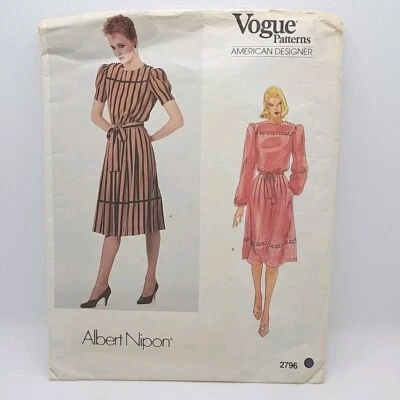 Vogue 2796 Misses' Pullover Elastic Waist Dress Sewing Pattern Size 8 Uncut - Image 1 of 4