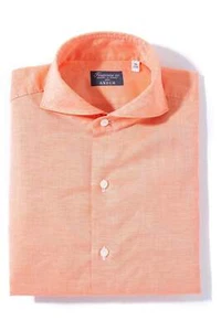 Camicia Andorra Carlo Riva in lino di cotone e mandarino - Foto 1 di 4