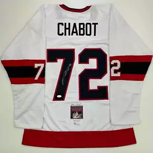 Autographed/Signed Thomas Chabot Ottawa White Hockey Jersey JSA COA - Picture 1 of 4