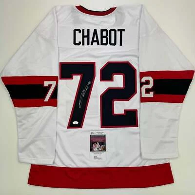 Autographed/Signed Thomas Chabot Ottawa White Hockey Jersey JSA COA - Image 1 of 4