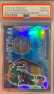 2021-22 UPPER DECK TRILOGY JASON ROBERTSON RC AUTO SILVER 05/10 DALLAS STARS - Image 1 of 2