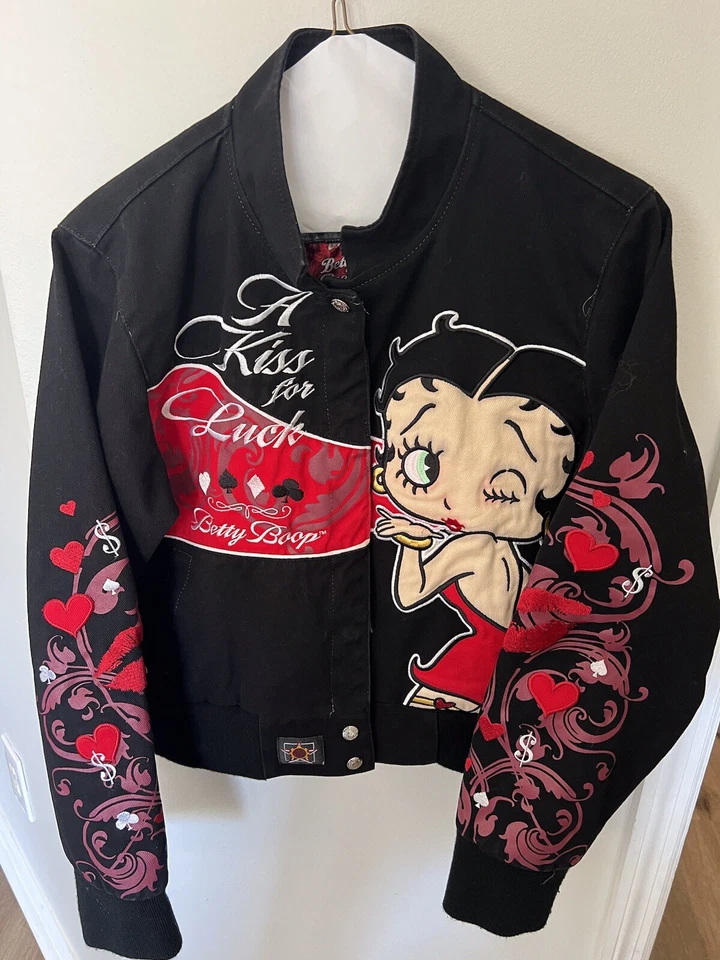 Betty Boop Jacket By JH Design, Cotton, Embroidered, Snap Front - Image 1 of 4