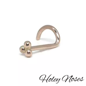 18ct Rose Gold Trinity Ball Nose Stud, Nose Ring, handmade, use as earrings - Bild 1 von 7