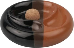 Posacenere per Pipa Ceramica Rotondo/Nero-Marrone/Turacciolo/2 Gocce / Made IN - Picture 1 of 2