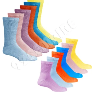 6 Pairs Mixed Women's Circulatory Cotton Diabetic Ankle Crew Socks Size 9-11 - Picture 1 of 10