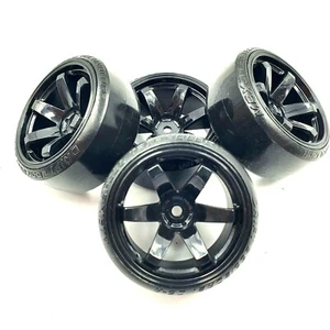 FTX Banzai Drift Wheel And Tyre Set Black 6 spoke 1/10 Rota Style 6mm offset - Picture 1 of 3