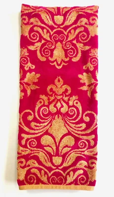 Toalla de baño rosa y dorado floral flor de lis baño Hollywood Regency Kassa Fina Foto 1 de 4
