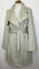 Calvin Klein Womens Plaid Wool Blend Belted Grey Wrap Coat Size S