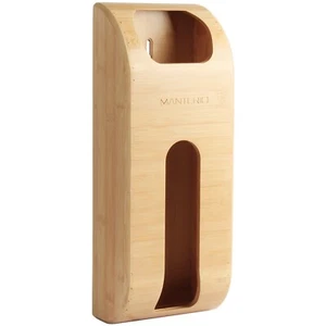 Manterio Bamboo Wall-Mounted Sleek Plastic Bag Holder - Picture 1 of 8