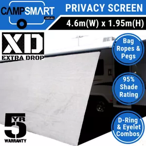 Campsmart XD 4.6m Caravan Privacy Screen 1.95m Extra Drop for RV Roll Out Awning - Picture 1 of 6
