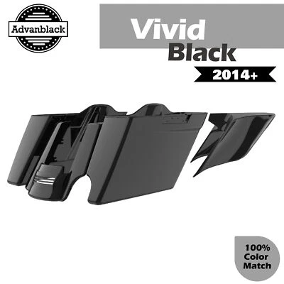 Яркий черный одиночный вырез растянутые седельные сумки для 2014 + Harley FLHR FLHXS FLTRX - Изображение 1 из 4