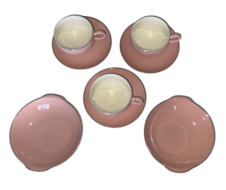 Vintage Serenity Pink Ceramic 50's Dinnerware Set of 8 - Image 1 of 4