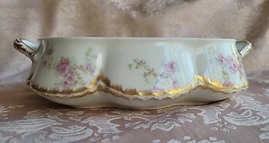VINTAGE HAVILAND LIMOGES KASSEROLLE MIT GEWELLTEM RAND SCHLEIGER ROSA ROSEN 10 1/2" - Bild 1 von 12