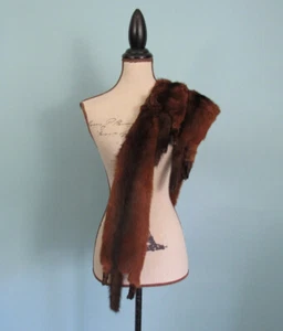 Einheitsgröße Vintage 50er Jahre braun Nerz Pelz Schal Tuch Halstuch Damen   - Bild 1 von 12