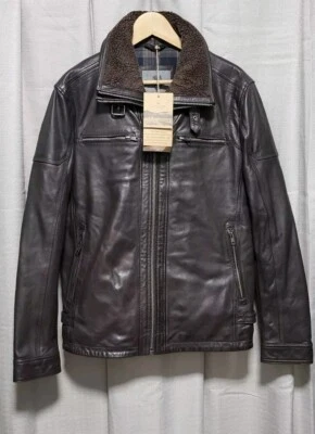 NUEVO CON ETIQUETAS PRECIO DE VENTA SUGERIDO POR EL FABRICANTE £499 - Abrigo chaqueta de cuero Derwent LAKELAND talla 40 P2P 22" Foto 1 de 4