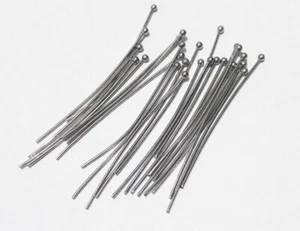 25pz spilli pallina in acciaio inox 40x0.7mm colore argento scuro bijoux - Foto 1 di 1