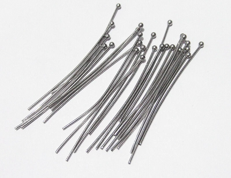  25pz spilli pallina in acciaio inox  40x0.7mm colore argento scuro bijoux - Immagine 1 di 1