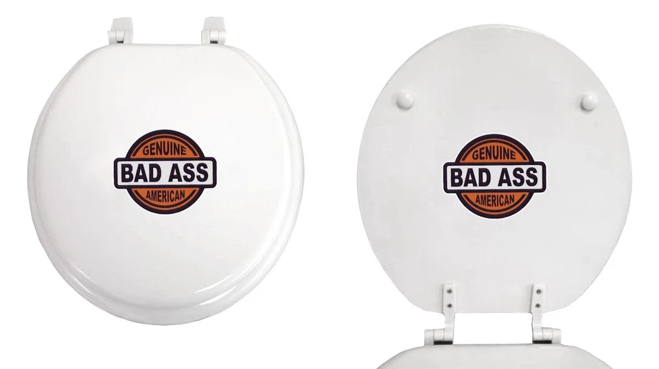 FC676 GASOIL LOGO TEMA BLANCO ACABADO MADERA MOLDEADA REDONDA INODORO TAPA Foto 1 de 1