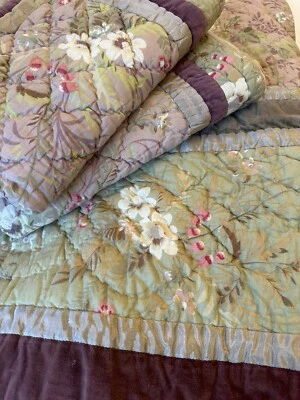 Juego de edredón de algodón Queen de colección terciopelo satén abuela núcleo boho lavanda verde Foto 1 de 4