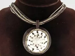Collar de cuerda con colgante de cono de 50 mm marrón beige - Imagen 1 de 4