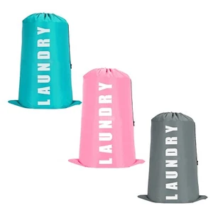 2x Large Drawstring Laundry Bags - Collapsible Travel & Camp Wash Bags - Picture 1 of 11