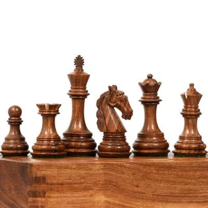 New Columbian Staunton Series Chess Pieces in Sheesham & Boxwood - 3.9" King - Picture 1 of 10