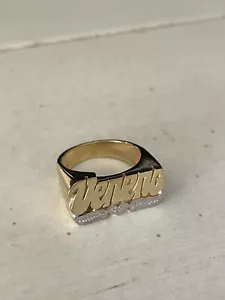 Personalized Name Ring in Real 14K Gold with Heart Tail Design - Picture 1 of 5